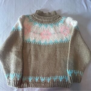 Diane Von Furstenberg Tan and Pink Fair Isle Sweater